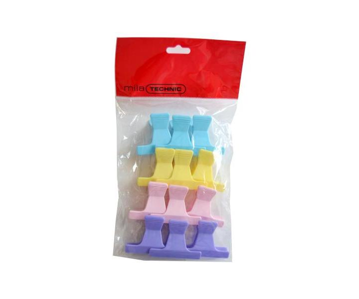 Klipsy do vlasů Mila - 5,5 cm, barevné - 12 ks