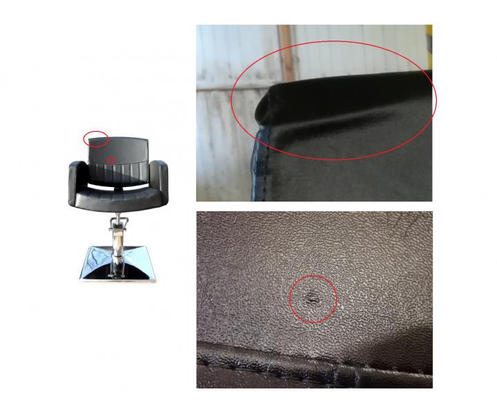 Kadeřnické křeslo Detail Fast - černé - II. jakost - stažená koženka, tečka na kožence