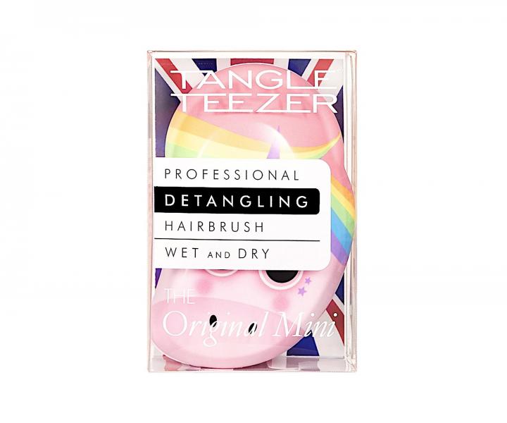 Kartáč na rozčesávání vlasů Tangle Teezer Original Mini Rainbow The Unicorn - růžový s jednorožcem