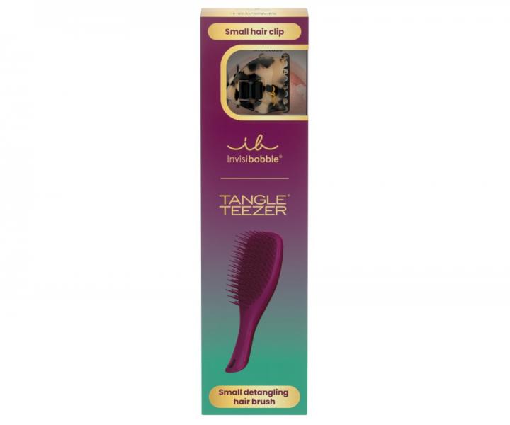 Dárková sada cestovního kartáče na rozčesávání vlasů Tangle Teezer Mini a skřipce Invisibobble Everclaw
