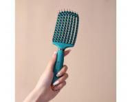 Kart�� na roz�es�v�n� a fouk�n� vlas� s kan��mi a nylonov�mi �t�tinami Sister Young Ovia Hair Brush - tmav� zelen�