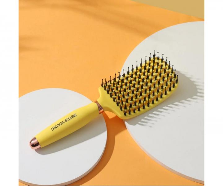 Kart�� na roz�es�v�n� a fouk�n� vlas� s kan��mi a nylonov�mi �t�tinami Sister Young Ovia Hair Brush - �lut�