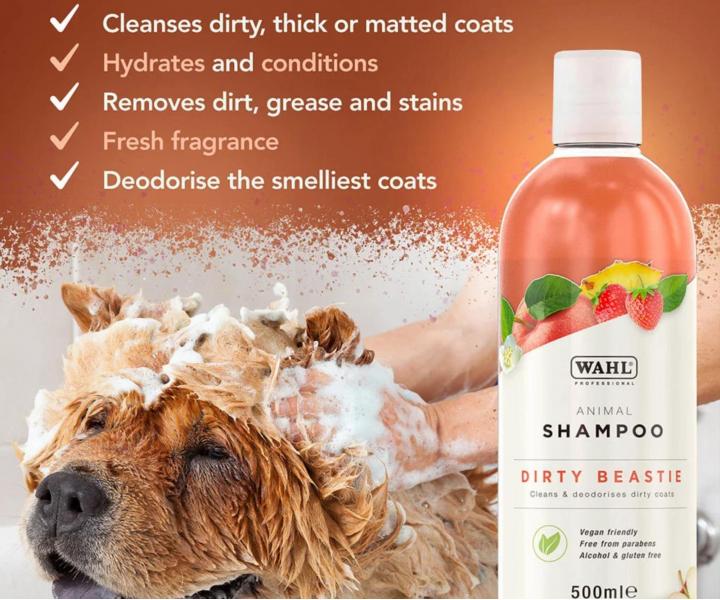 Hloubkov� �istic� �ampon pro siln� zne�i�t�nou zv��ec� srst Wahl Professional Animal Shampoo Dirty Beastie - 500 ml, koncentr�t