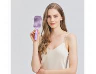 Kart�� na roz�es�v�n� a fouk�n� vlas� s kan��mi a nylonov�mi �t�tinami Sister Young Ovia Hair Brush - fialov�