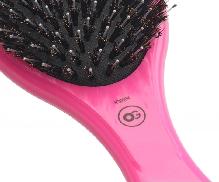 Oválný kartáč na vlasy s kančími a nylonovými štětinami Olivia Garden Expert Care Oval - růžový