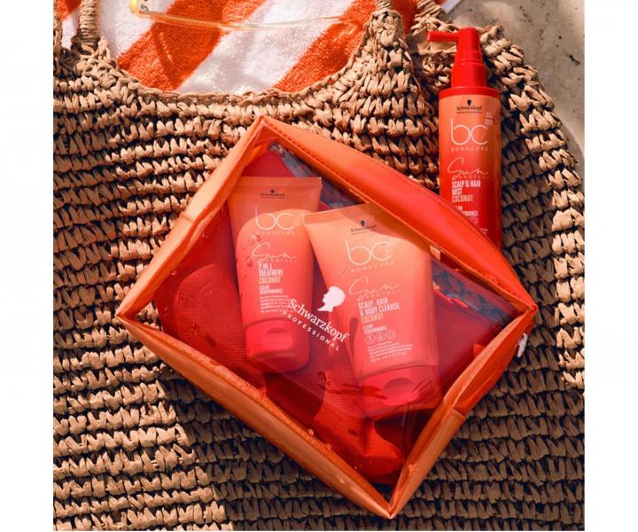 Cestovn� sada pro vlasy nam�han� sluncem Schwarzkopf Professional BC Bonacure Sun Protect + 2 kosmetick� ta�ky zdarma