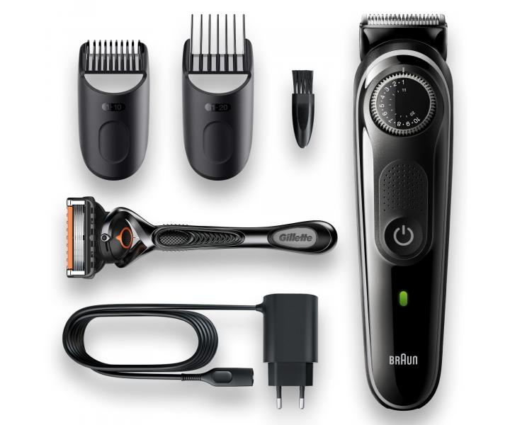 Pánský zastřihovač vlasů a vousů Braun BeardTrimmer 3 BT 3342 + zdarma holící strojek Gillette