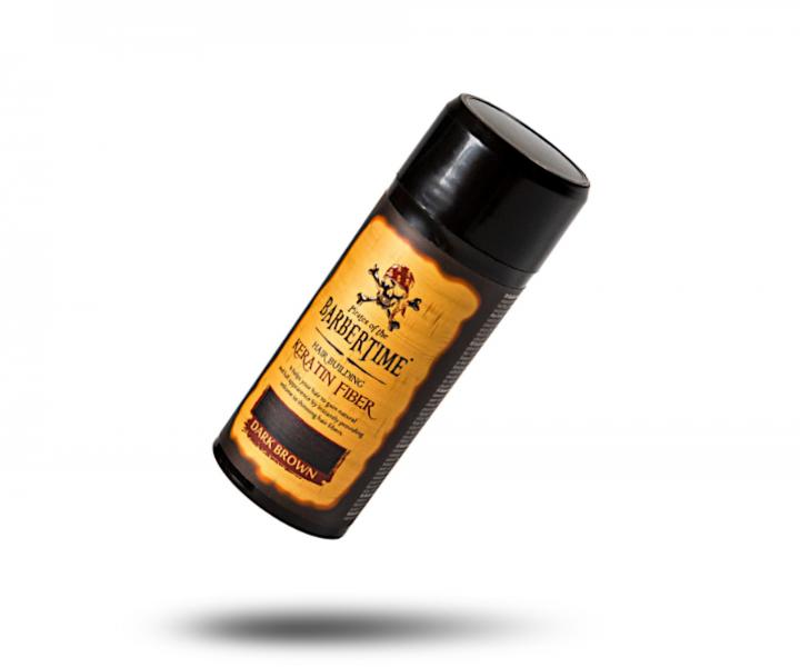 Pudr pro zakrytí řídnoucích vlasů Barbertime Hair Building Keratin Fiber - 21 g, tmavě hnědý (bonus)