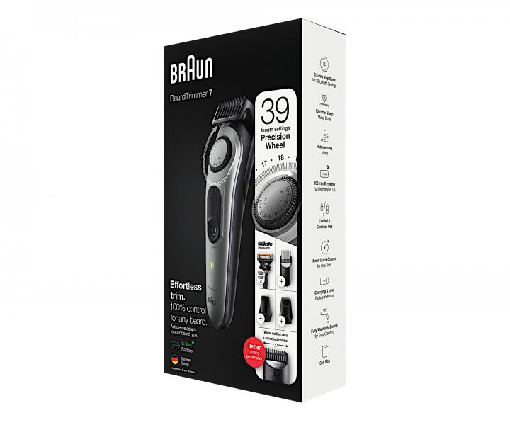 Pánský zastřihovač vlasů a vousů Braun BeardTrimmer 7 BT7320 + zdarma holící strojek Gillette