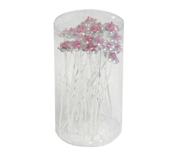 Svatební vlásenka růžička s kamínky 19ks - světle růžová