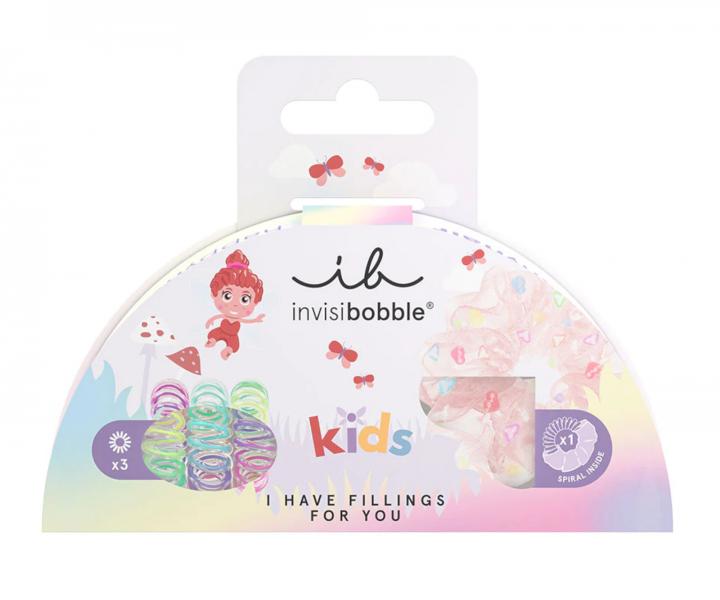 Dětská sada barevných ozdobných spirálových gumiček Invisibobble KIDS I Have Fillings For You - 4 ks