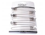 Chromov� spony do vlas� Eurostil Professional - 11,7 cm, st��brn�, 6 ks