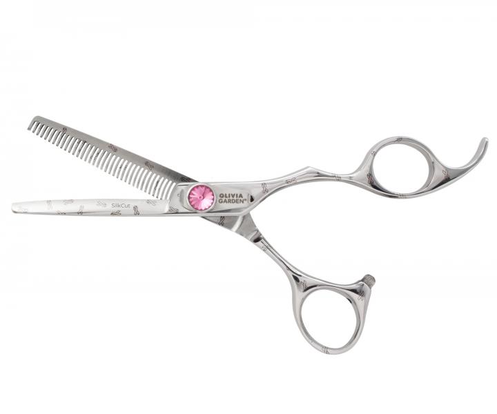 Sada kadeřnických nůžek 5,75" a efilačních nůžek 6,35" Olivia Garden SilkCut ThinkPink - rozbalené