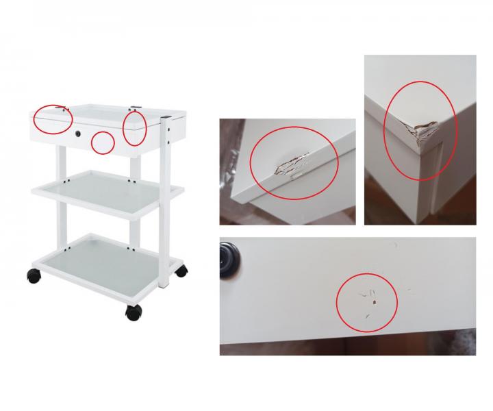 Kosmetick� stolek na kole�k�ch Weelko FACILE + - 2 police, b�l�, II. jakost - otlu�en� deska, r�hy na z�suvce