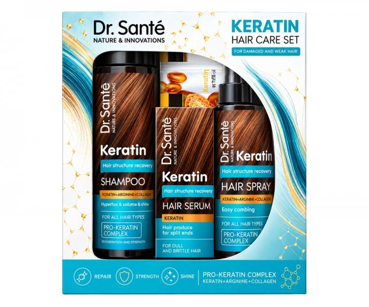 D�rkov� sada pro obnovu matn�ch a k�ehk�ch vlas� Dr. Sant� Keratin Hair Care Set
