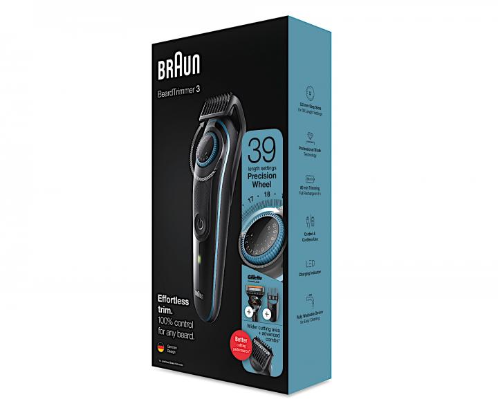 Zastřihovač vlasů a vousů Braun BeardTrimmer 3 BT3340 + holicí strojek Gillette Proglide zdarma