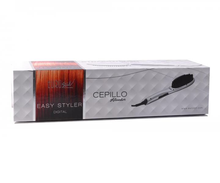 Profesionální žehlící kartáč Eurostil Profesional Hair Brush Straightener Easy Styler 04583 - bílý