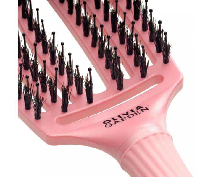 Kartáč Olivia Garden Fingerbrush Combo Medium - perleťově růžový