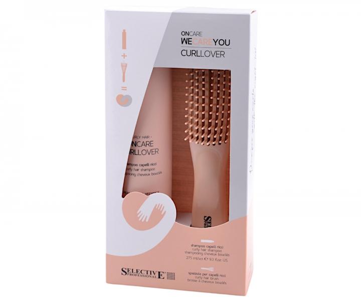 Dárková sada pro kudrnaté vlasy Selective Professional OnCare CurlLover WeCareYou Kit - šampon + kartáč zdarma