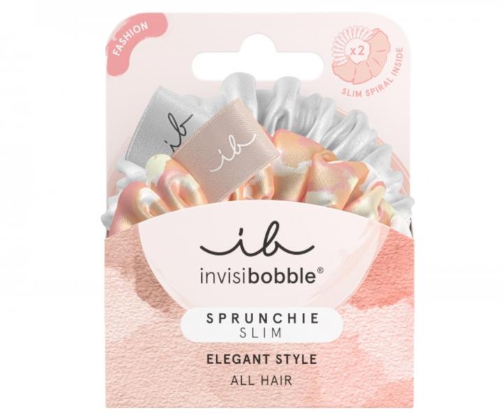 Ozdobné spirálové gumičky Invisibobble Sprunchie Slim Bella Chrome - 2 ks