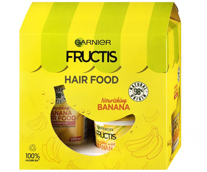 Drkov vyivujc sada pro such vlasy Garnier Fructis Banana Hair Food - ampon + maska