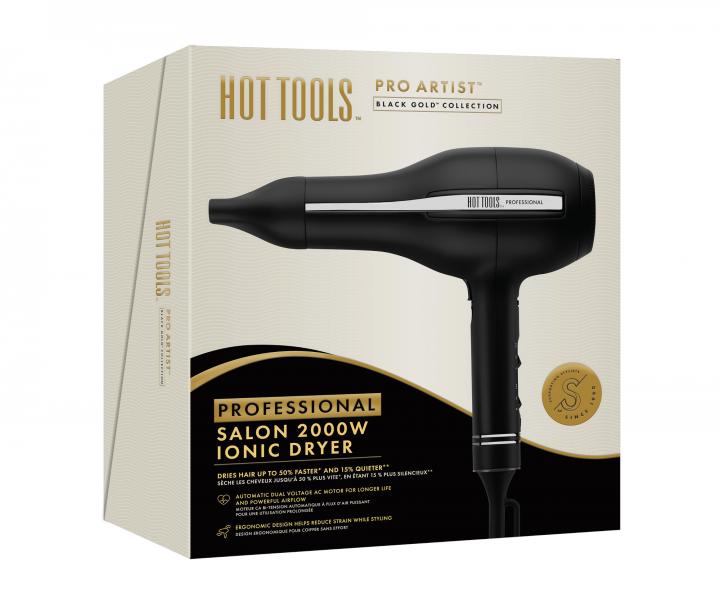 Profesionln fn na vlasy Hot Tools Black Gold Turbo Power AC Hair Dryer - 2000 W, ern