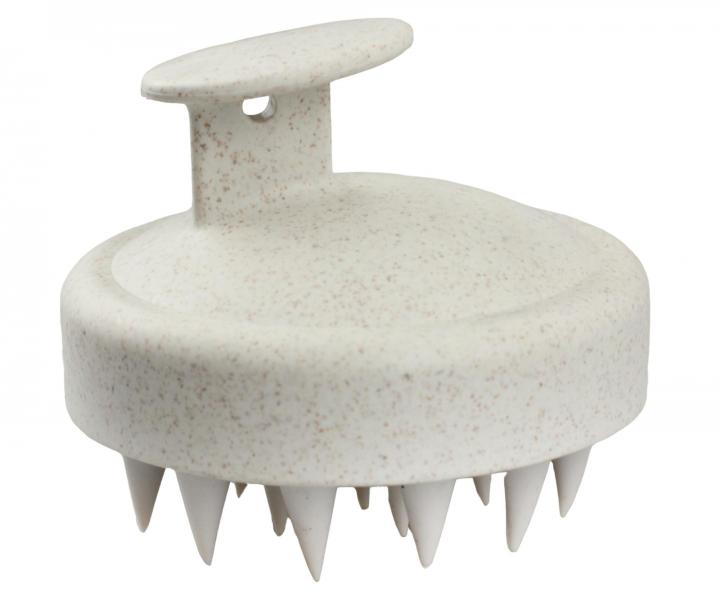 Silikonový masážní kartáč na pokožku hlavy Hairway Organica Silicone Head Massage Brush - béžový