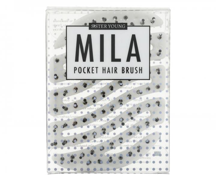 Kart�� na vlasy s nylonov�mi �t�tinami Sister Young Mila Pocket Hair Brush - b�l�