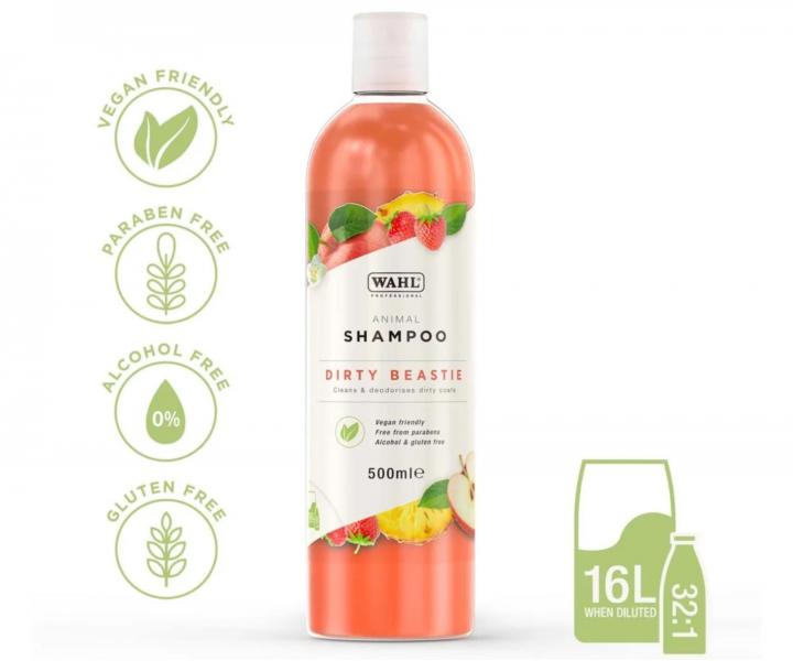 Hloubkov� �istic� �ampon pro siln� zne�i�t�nou zv��ec� srst Wahl Professional Animal Shampoo Dirty Beastie - 500 ml, koncentr�t