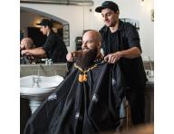 Barber pláštěnka Angry Beards 154 x 138 cm - černá s potiskem
