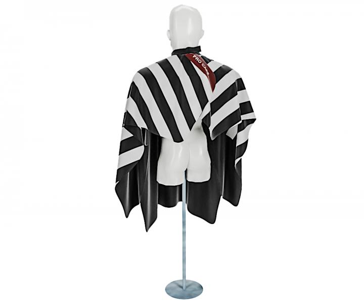 Pánská pláštěnka na stříhání vlasů a vousů Barbertime Black White Banded Pro Barber Cape XXL - černá