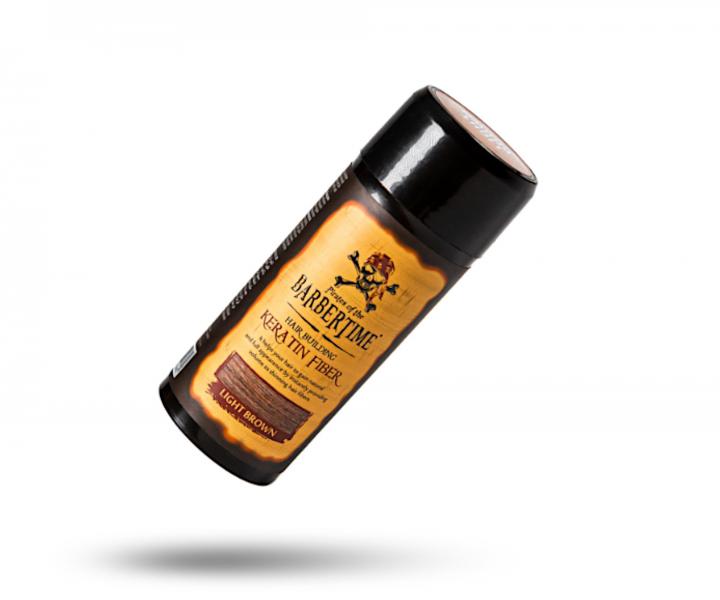 Pudr pro zakrytí řídnoucích vlasů Barbertime Hair Building Keratin Fiber - 21 g, světle hnědý