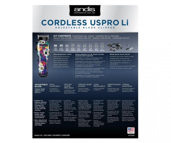 Profesionální stříhací strojek Andis Cordless USPro Li Sugar Skull 73090
