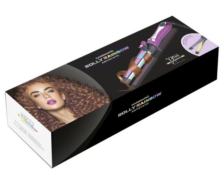 Žehlička a kónická kulma na vlasy 2v1 Gamma Piú Rolly Curl - fialová