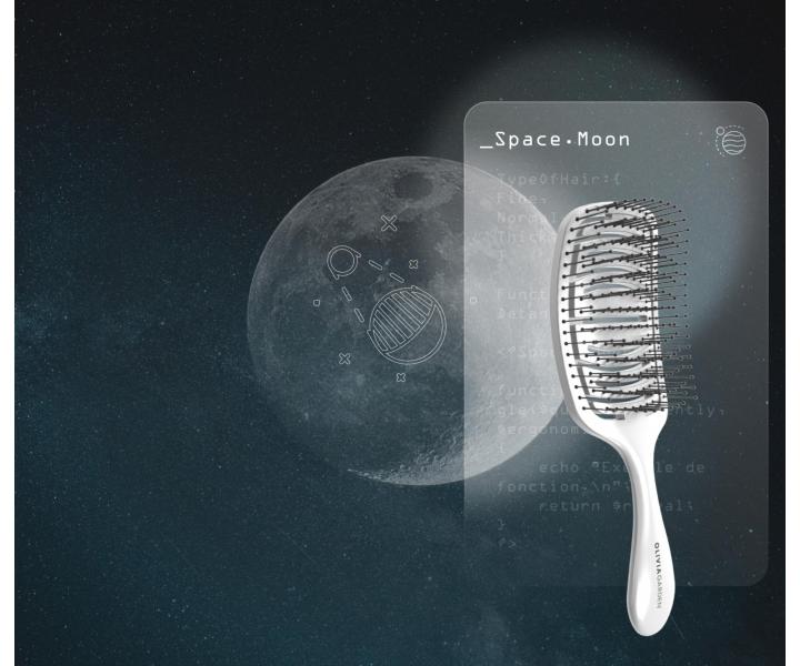 Kartáč pro normální vlasy Olivia Garden iDetangle Medium Space Edition Moon - metalicky stříbrný