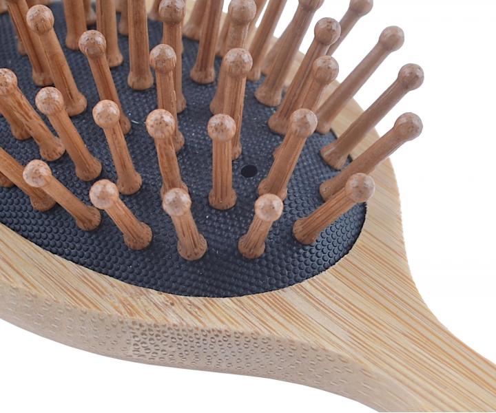 Bambusový masážní kartáč na vlasy Detail - Hair style Bamboo Brush - 13,7 x 5,8 cm