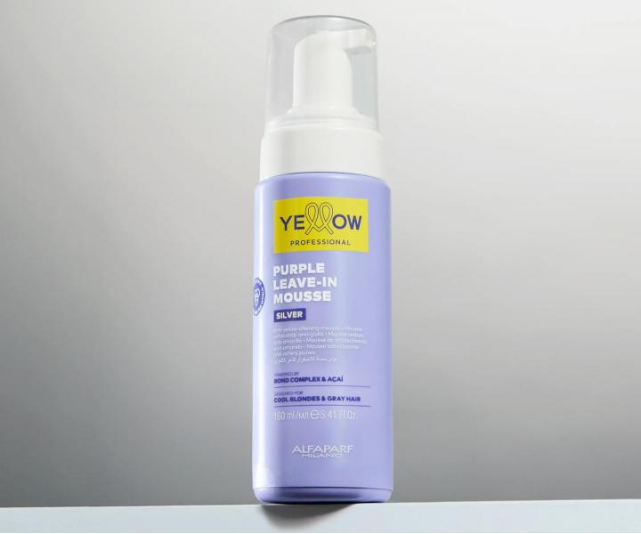 Bezoplachov� fialov� p�na pro neutralizaci �lut�ch t�n� Yellow Professional Silver Purple Leave-In Mouse - 160 ml