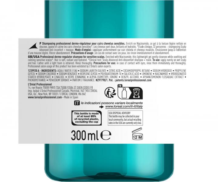 ampon pro zklidnn vlasov pokoky Loral Professionnel Scalp Advanced Anti-Discomfort - 300 ml