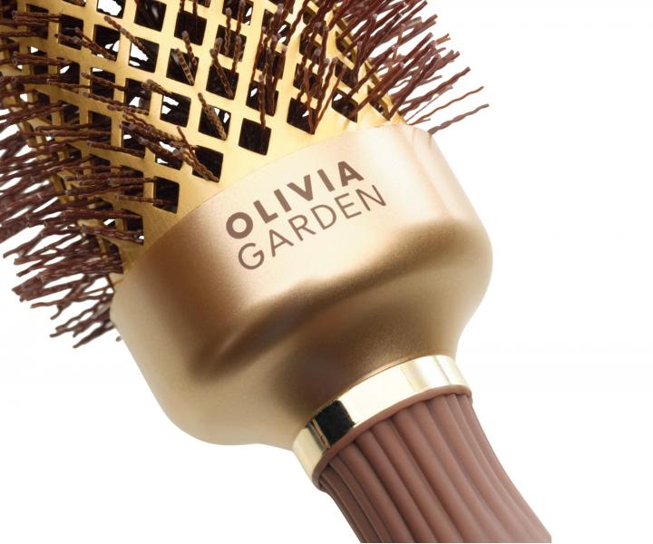 Kulatý foukací kartáč na vlasy Olivia Garden Expert Blowout Shine Gold & Brown - 43 mm
