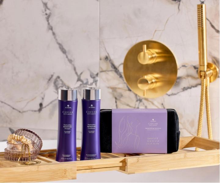 Dárková sada pro hydrataci suchých vlasů Alterna Caviar Anti-Aging Replenishing Moisture + taštička zdarma