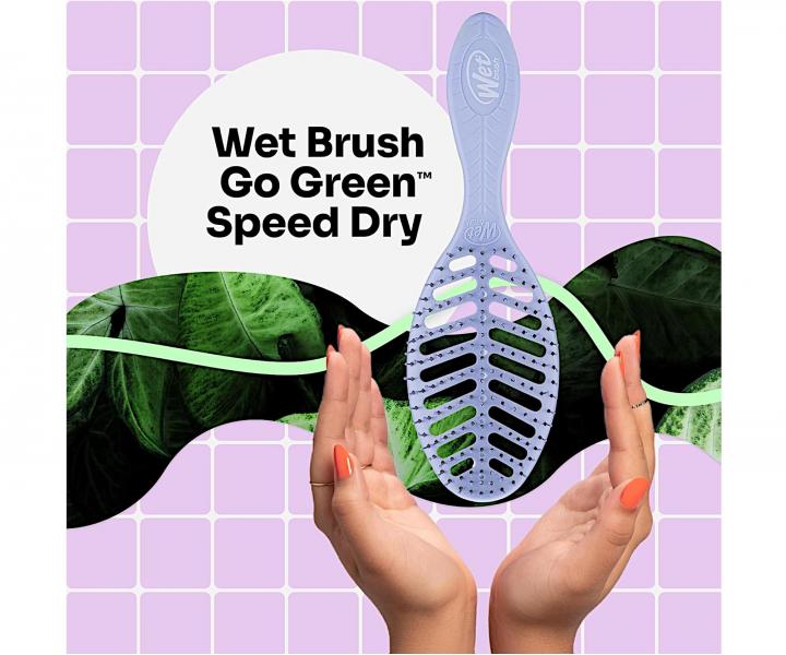Kartáč na rozčesávání a foukání vlasů z organického materiálu Wet Brush Speed Dry Go Green - fialový