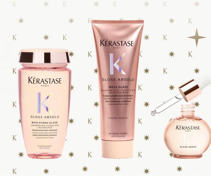 D�rkov� sada s olejem pro lesk a hydrataci vlas� se sklonem ke krepat�n� K�rastase Gloss Absolu Set