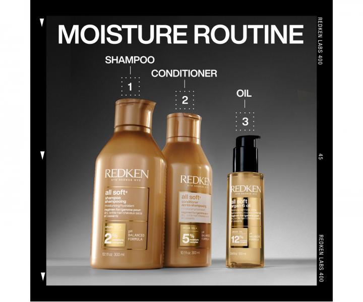 Vy�ivuj�c� d�rkov� sada pro such� a k�ehk� vlasy Redken All Soft Argan Kit