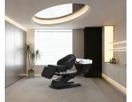 Luxusn� kade�nick� elektricky polohovateln� myc� box s oto�n�m k�eslem SilverFox 6001B - �ern�, b�l� umyvadlo