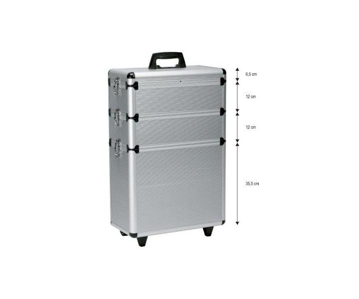 Sekční kufr na kolečkách Sibel Modular - stříbrný