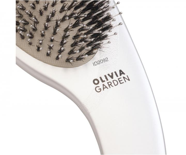 Kartáč na rozčesávání vlasů s nylonovými a kančími štětinami Olivia Garden Curve - stříbrný