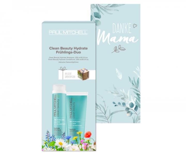 Dárková sada pro suché vlasy Paul Mitchell Clean Beauty Hydrate + květináč se semínky zdarma