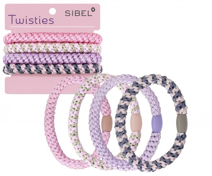 Sada barevn�ch gumi�ek do vlas� Sibel Twisties - r��ov�, 4 ks