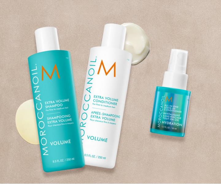 D�rkov� sada pro objem jemn�ch vlas� Moroccanoil Volume Collection + bezoplachov� p��e a ta�ti�ka zdarma