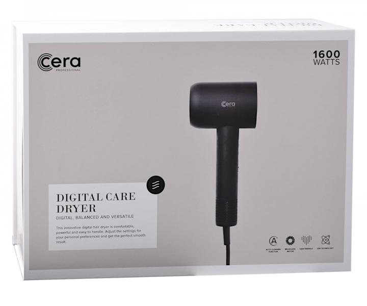 Profesionální fén na vlasy Cera Digital Care Dryer - 1600 W, černý